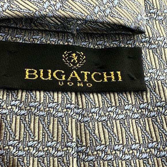 Bugachi Uomo Silk Neck Tie Blue/Beige - Picture 2 of 8